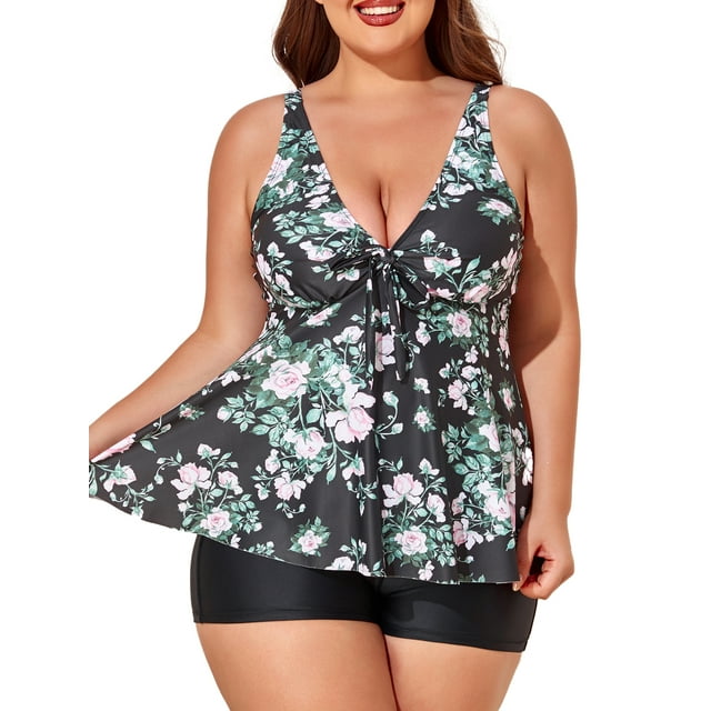 Summer Mae Two Piece Plus Size Tankini Swimsuits for Women Flowy