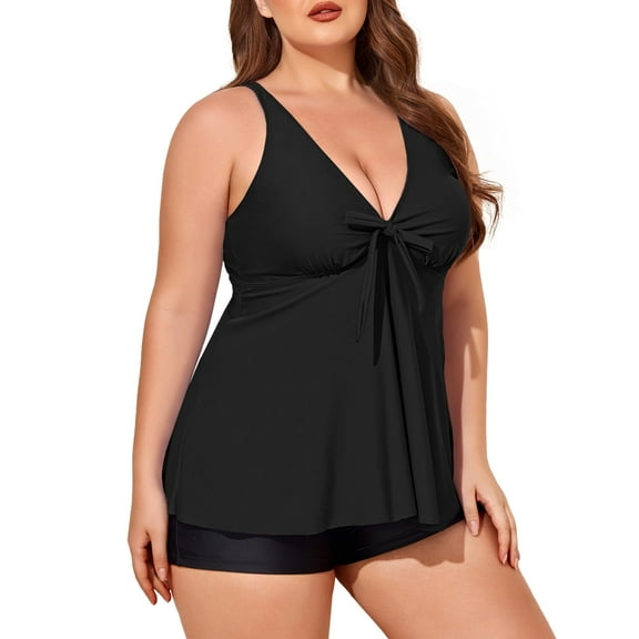 Summer Mae Two Piece Plus Size Tankini Swimsuits for Women Flowy Bathing Suits with Shorts Tummy Control Swimwear