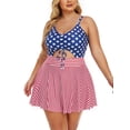 thumbnail image 1 of Summer Mae Women Plus Size One Piece Swimsuits with Skirt V Neck Floral Printed Swimdress Cutout Bathing Suits, 1 of 6