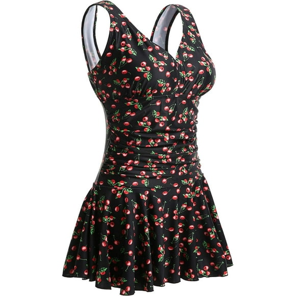 Summer Mae Women's Plus-Size Flower Printing Shaping Body One Piece Swim Dresses Swimsuit