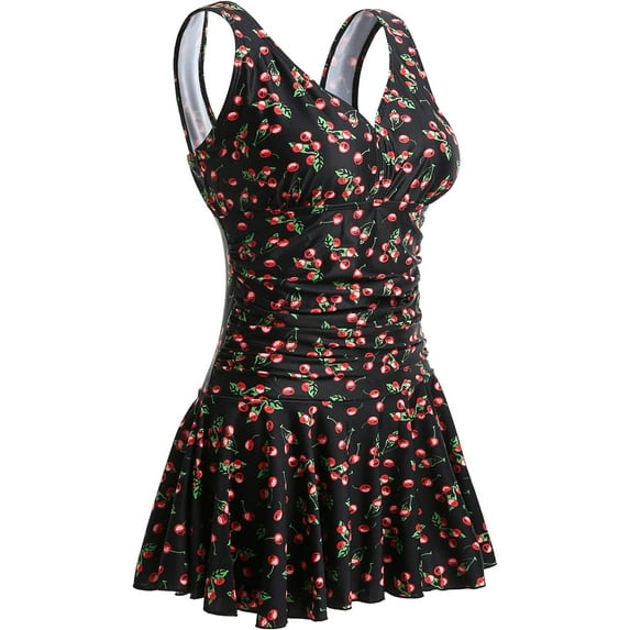 Summer Mae Women's Plus-Size Flower Printing Shaping Body One Piece Swim Dresses Swimsuit