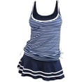 thumbnail image 1 of Summer Mae Women's Tankini Top Bathing Suits Striped Vintage Swim Dress, 1 of 7