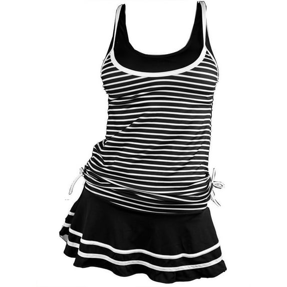 Summer Mae Women's Tankini Top Bathing Suits Striped Vintage Swim Dress