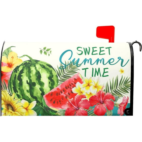 Summer Mailbox Covers Magnetic Flower Mailbox Covers Magnetic Standard Size 25.5" X 21" Tropical Plant Mailbox Wraps Post Letter Box Cover Decor for Outside Garden Yard Home Outdoor Decoration