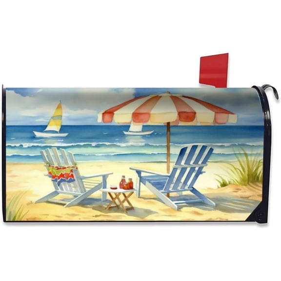 Summer Mailbox Covers Magnetic Standard Size 18" X 21" Beach Life Mailbox Cover Summer Nautical Magnetic Mailbox Covers Post Wraps Letter Box Cover for Home Garden Yard Decor