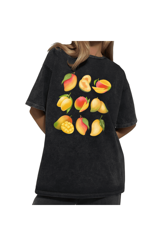 Summer Mango Graphic T-shirt Graphic Tees Tropical Shirts Charcoal Loose Fit S-2XL Summer Wear Tops