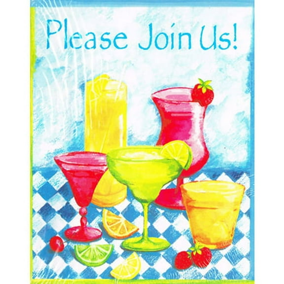 Various Margaritas and More Printed Invitations for Party, 8ct