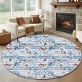 thumbnail image 1 of Summer Marine Creature Round Area Rug 6Ft Washable Circle Rugs for Bathroom Office, Ocean Starfish Coral Conch Blue Stripe Non-Slip Carpet Floor Mats Indoor Outdoor Carpet Runner Aesthetic Home Decor, 1 of 8