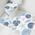thumbnail image 1 of Summer Marine Life Bathroom Rugs Set Graffiti Coral Shell Conch Sea Blue Starfish Non Slip Absorbent Soft Bath Mats 3 Piece Set with Bathroom Rug, U-Shaped Floor Mat, Toilet Seat Cover Large Size, 1 of 9