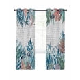 thumbnail image 1 of Summer Marine Life Blackout Curtains for Bedroom Living Room, Ocean Coral Starfish Sea Conch Seaweed Letter Print 45 In Long Thermal Insulated Room Darkening Drapes Grommet Window Treatments 42x45 In, 1 of 9
