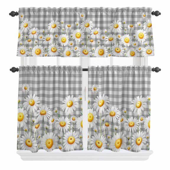 Summer Marine Life Curtain Valances Set Ocean Octopus Sharks Starfish White Bubble Kitchen Curtains 36 inch Length Rod Pocket Valance and Tiers 3 Piece Set Small Bedroom Bathroom Laundry Decor