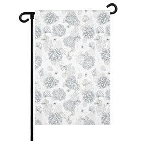 Summer Marine Life Garden Flag 12x18 Inch Abstract Line Drawing Coral Conch Coastal Double Sided Small Decorative Garden Flags for Outside, Outdoor Yard Porch Lawn Decoration