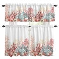 thumbnail image 1 of Summer Marine Life Kitchen Curtains Valances and Tiers Set of 3 Red Green Oceans Corals Shells Starfish Tier Curtains and Valance with Rod Pocket for Small Windows, 27.5"x24", 1 of 9
