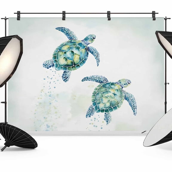 Summer Marine Life Photography Backdrop 8x6FT, Ocean Pair Sea Turtle Water Splash Coastal Photo Backdrops, Background for Photography Studio Photo Studio Background, Back Drop for Photoshoot