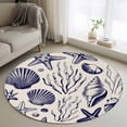 thumbnail image 1 of Summer Marine Life Round Area Rugs 3 ft, Black Line Ocean Shell Starfish Sea Conch Seaweed Washable Small Area Rug with Non-Slip Sturdy Edge Binding Round Front Door Mat Floor Carpet for Entryway, 1 of 9