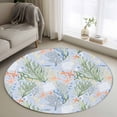 thumbnail image 1 of Summer Marine Life Round Living Room Rugs 3.3 ft, Blue Starfish Coral Shell Washable Area Rug with Non-Slip Sturdy Edge Binding Round Front Door Mat Floor Carpet for Entryway, 1 of 9