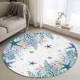 thumbnail image 1 of Summer Marine Life Round Living Room Rugs 4 ft, Watercolor Blue Starfish Ocean Bubble Coral Washable Area Rug with Non-Slip Sturdy Edge Binding Round Carpet for Entryway Kitchen Bedroom Bathroom, 1 of 9