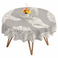 thumbnail image 1 of Summer Marine Life Round Tablecloth 54 inches Graffiti Corals Shell Conch Sea Starfish Grey Waterproof Oil-Proof Table Cloth Round Table Cover for Holiday Party Picnic Dinner Decor Indoor Outdoor Use, 1 of 9