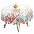 thumbnail image 1 of Summer Marine Life Round Tablecloth 54 inches Red Green Oceans Corals Shells Starfish Waterproof Oil-Proof Table Cloth Round Table Cover for Holiday Party Picnic Dinner Decor Indoor and Outdoor Use, 1 of 9