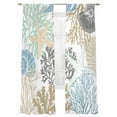thumbnail image 1 of Summer Marine Life Sheer Curtains 2 Panels Set Graffiti Corals Shell Sea Conch Starfish Colorful Sheer Window Curtains Light Filtering Rod Pocket Voile Drapes for Bedroom Living Room 52"X108", 1 of 9