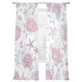 thumbnail image 1 of Summer Marine Life Sheer Curtains 2 Panels Set Ocean Starfish Coral Coastal Sea Turtle Pink Sheer Window Curtains Light Filtering Rod Pocket Voile Drapes for Bedroom Living Room 52"X84", 1 of 8
