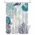 thumbnail image 1 of Summer Marine Life Shower Curtain, Graffiti Teal Corals Shell Sea Conch Starfish Waterproof Shower Curtain Set with 12 Hooks Lightweight Bath Curtains Fabric Bathroom Decor 36x72 Inches, 1 of 9