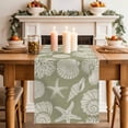 thumbnail image 1 of Summer Marine Life Table Runner, Graffiti Corals Shell Sea Starfish Gray Green Cotton Linen Kitchen Table Decoration Washable Dining Tabletop Runners for Home Party Decor 13x108 Inches, 1 of 9