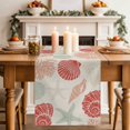thumbnail image 1 of Summer Marine Life Table Runner, Graffiti Red Corals Shell Conch Sea Starfish Linen Cotton Linen Kitchen Table Decoration Washable Dining Tabletop Runners for Home Party Decor 13x72 Inches, 1 of 9