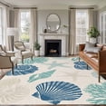 thumbnail image 1 of Summer Marine Life Washable Area Rug 5 x 8 ft Graffiti Blue Corals Shell Conch Sea Starfish Linen, Soft Non Slip Rugs Stain Repellent Indoor Felt Carpet for Living Dining Room Bedroom Home Office, 1 of 9