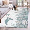 thumbnail image 1 of Summer Marine Life Washable Area Rugs 4'x6', Nautical Starfish Ocean Seahorse Sea Turtle Coastal Low Pile Throw Living Room Rug Non-Slip Sturdy Edge Binding Carpet for Indoor Entryway Bedside Kitchen, 1 of 9