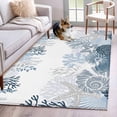 thumbnail image 1 of Summer Marine Life Washable Area Rugs 4'x6', Ocean Corals Coastal Starfish Conch Low Pile Throw Living Room Rug Non-Slip Sturdy Edge Binding Carpet for Indoor Entryway Bedside Kitchen, 1 of 9