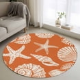 thumbnail image 1 of Summer Marine Life Washable Round Area Rug 3.3 ft, Graffiti Corals Shell Conch Sea Starfish Orange, Soft Non Slip Rugs Stain Repellent Indoor Felt Carpet for Living Dining Room Bedroom Home Office, 1 of 9