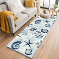 thumbnail image 1 of Summer Marine Life Washable Runner Rugs 2'x6', Ocean Watercolor Sea Conch Starfish Shell Coastal Low Pile Throw Entryway Rug Non-Slip Sturdy Edge Binding Carpet for Indoor Bedside Entrance Bedside, 1 of 9