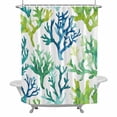 thumbnail image 1 of Summer Marine Plant Bathroom Shower Curtain, Water Blue Coral Tropical Sea Waterproof Washable Soft Bath Curtain for Bathtub Decor with 12 Hooks&Grommet, 66x72 Inch, 1 of 9