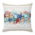 thumbnail image 1 of Summer Marine Throw Pillow Cover Life Beach Starfish Shell Coral Vintage Linen Cotton Linen Cushion Cover Throw Pillow Case with Invisible Zipper for Couch Sofa Bed Chair Car 20x20 Inch, 1 of 14
