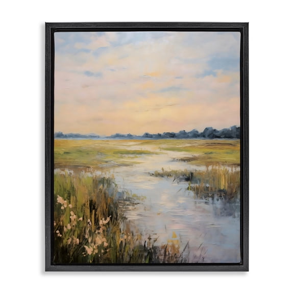 Stupell Industries Summer Marsh Stream Black Framed Floater Canvas Wall Art, design by Creative Studio, 21 x 17