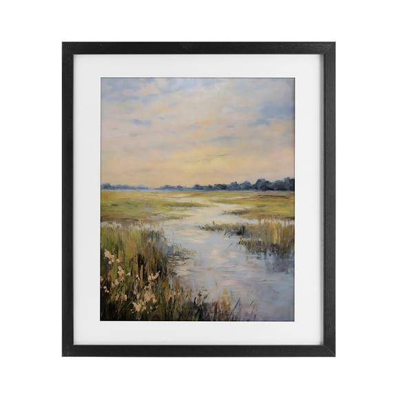 Stupell Industries Summer Marsh Stream Black Framed Print Under Glass, design by Creative Studio, 16 x 13