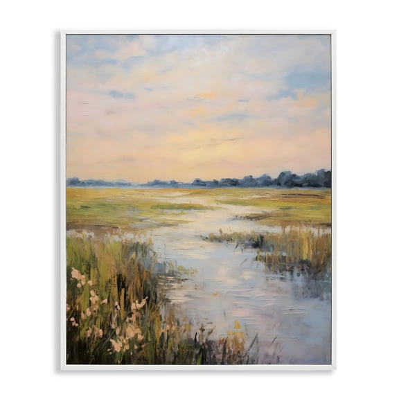 Stupell Industries Summer Marsh Stream White Framed Giclee Art, design by Creative Studio, 14 x 11
