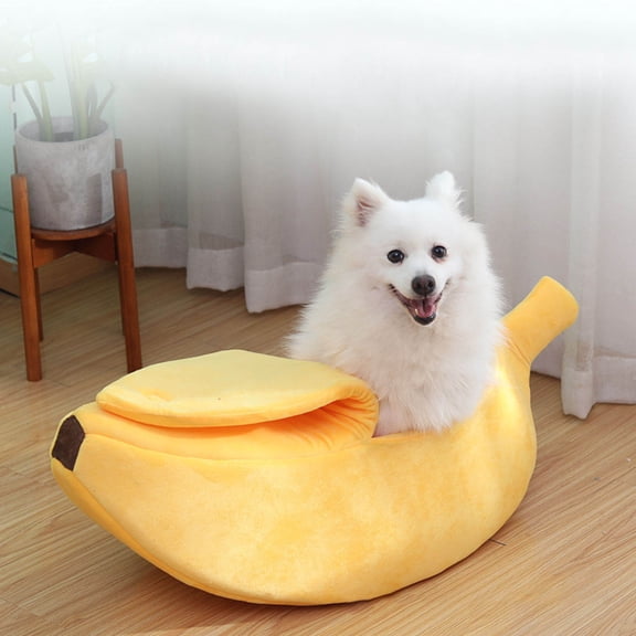 Summer Mat Set Banana Bed For A Cozy Indoor Cat and Dog Banana Shaped Pet Bed For All Seasons With Soft And Warm Comfort, 90x30x22 cm, Yellow