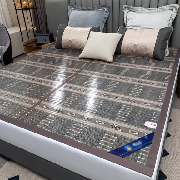 Summer Mattress, Home Quick Cooling Textile Rattan Mat Grid Fitted Bed Sheet Set Summer Bed Cover