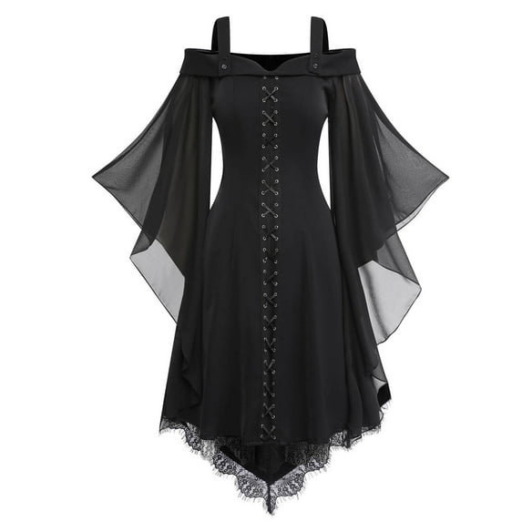 Summer Maxi Dress for Women,Medieval Renaissance Dresses for Women Victorian Goth Punk Dress Retro Viking Pirate Gown Ren Faire Plus Size Dress Medieval Accessories