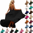 thumbnail image 1 of Summer Maxi Dress for Women Beach Vacation Travel Outfits Slip Halter Neck Sundress Beach Boho Long Dress, Black S, 1 of 8