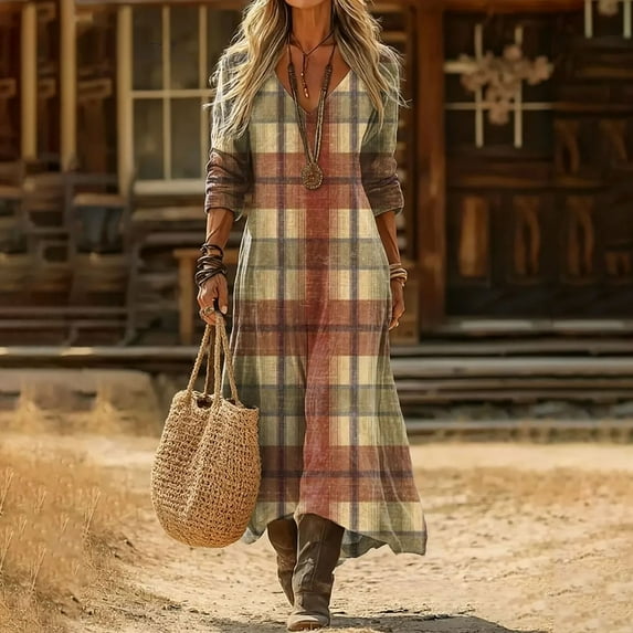 Summer Maxi Dresses for Women Vacation Spring Casual Long Sleeve Basic Long T Shirt Dress Multicolor B S