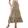 thumbnail image 1 of INSPIRE CHIC Summer Maxi Skirts for Women 2026 Bohemian Floral Print Elastic High Waist A Line Beach Skirt S Beige, 1 of 6