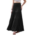 thumbnail image 1 of Summer Maxi Skirts for Women 2026 Elastic High Waist Swing A Line Beach Skirt with Pockets XL Black, 1 of 6