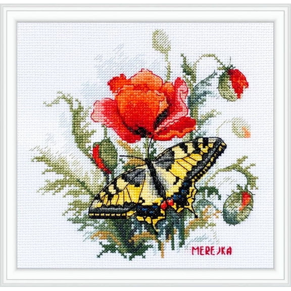 Merejka Summer Meadow Counted Cross Stitch Kit, 14 x 14 cm