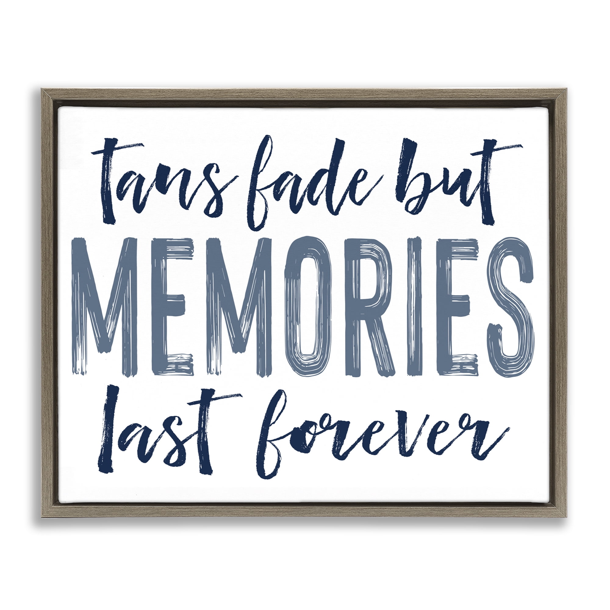 Summer Memories Last Forever Brown Framed Floater Canvas Wall Art, design by Lettered and Lined