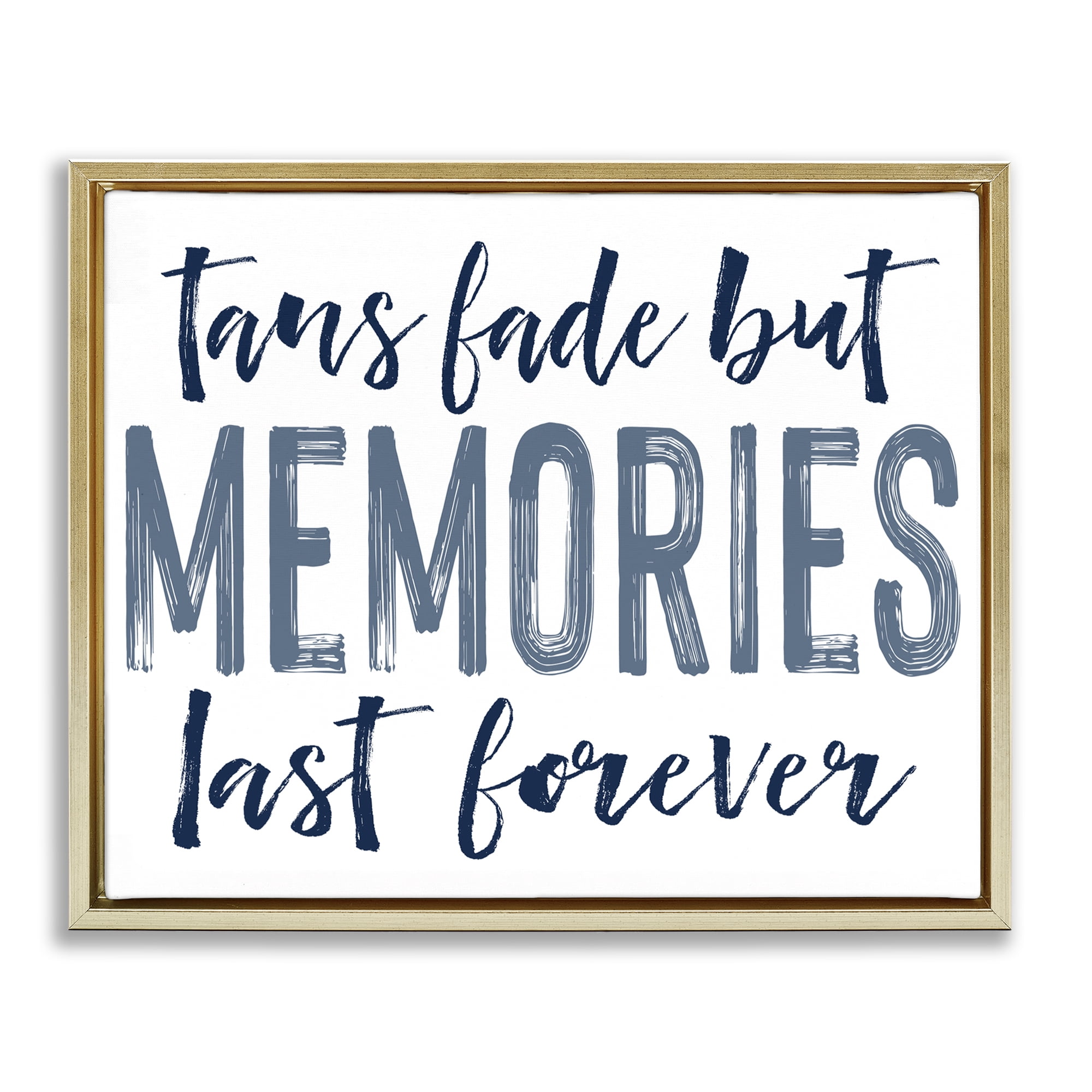 Summer Memories Last Forever Gold Framed Floater Canvas Wall Art, design by Lettered and Lined