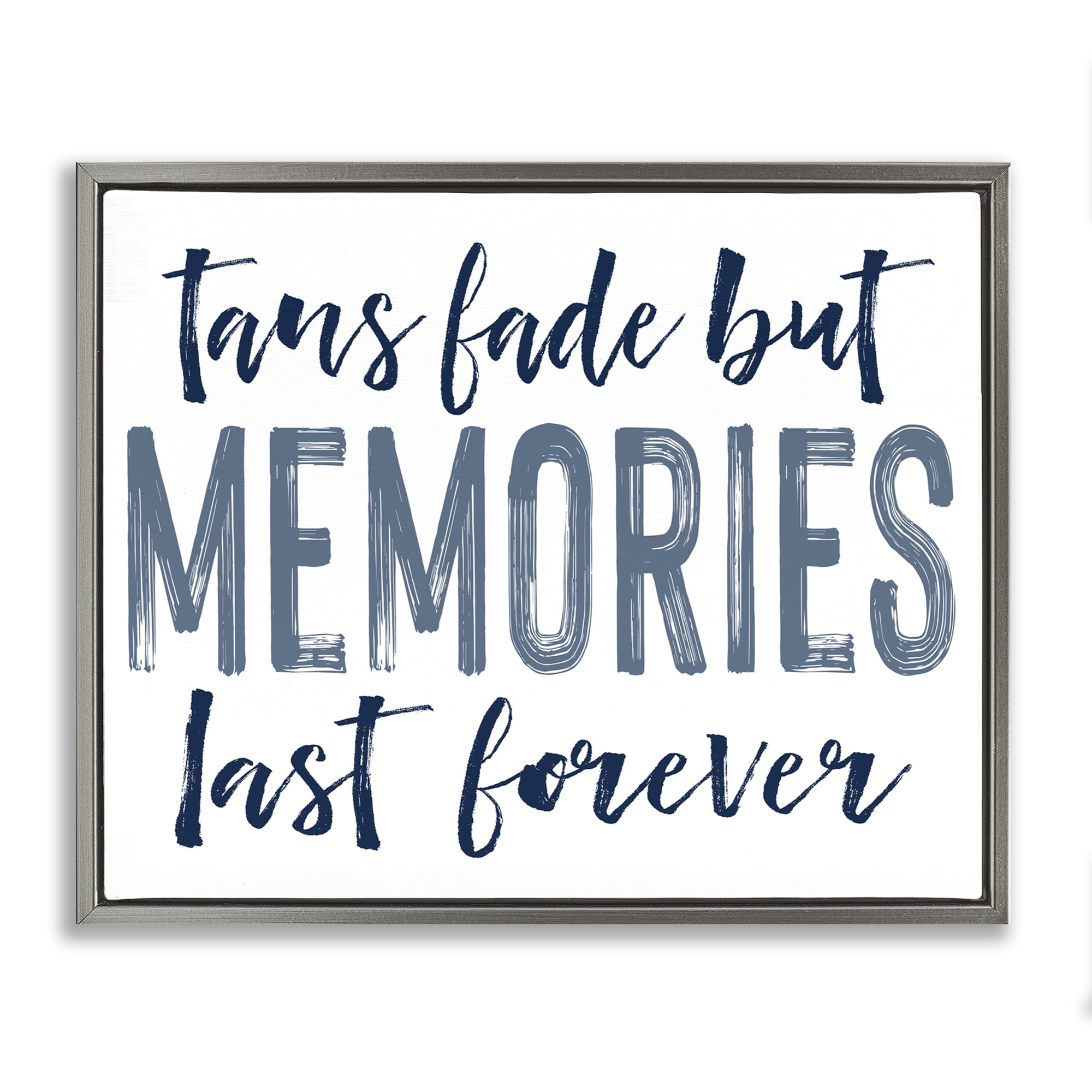 Summer Memories Last Forever Gray Framed Floater Canvas Wall Art, design by Lettered and Lined