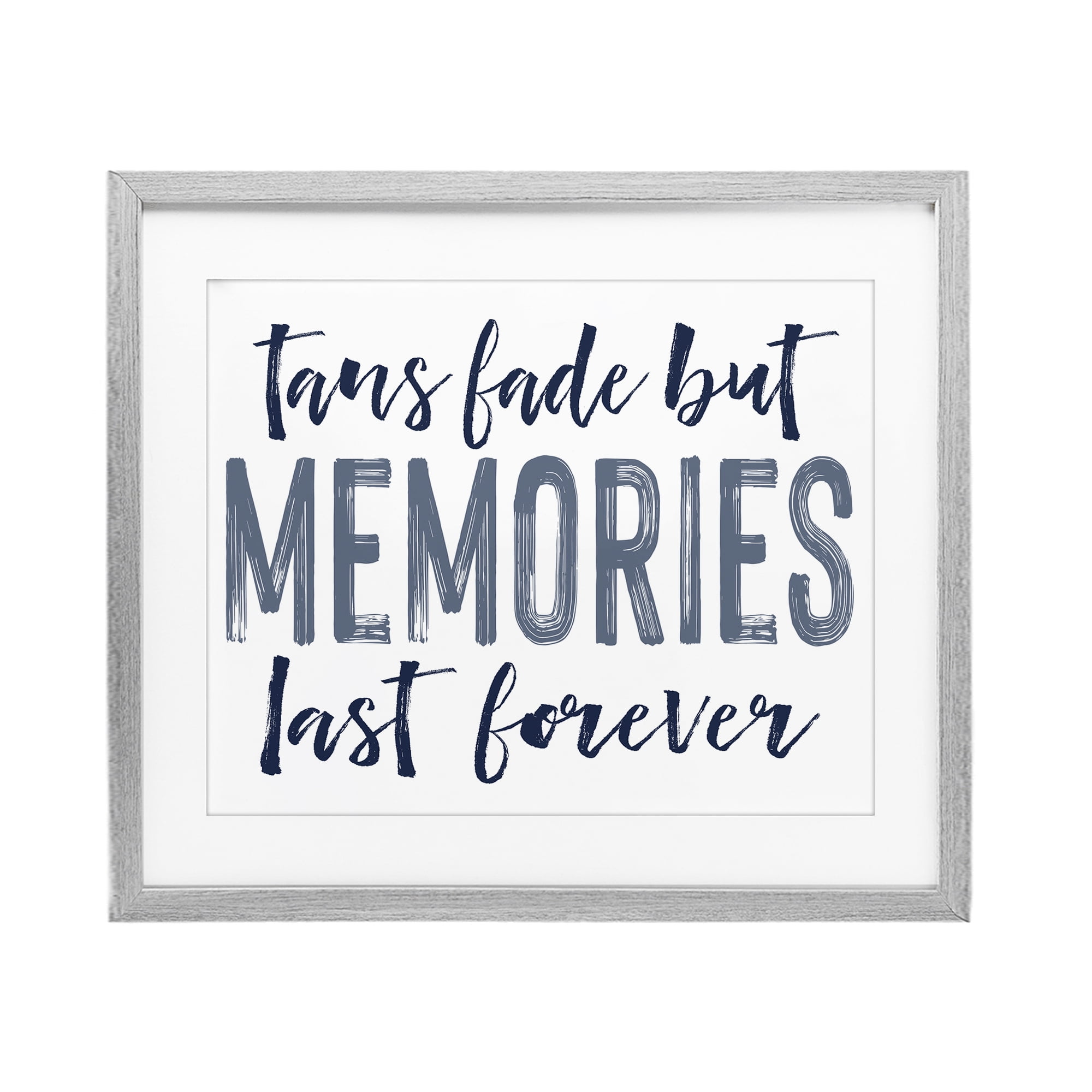 Summer Memories Last Forever Gray Framed Print Under Glass, design by Lettered and Lined